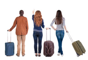 Turister i London med sitt bagage